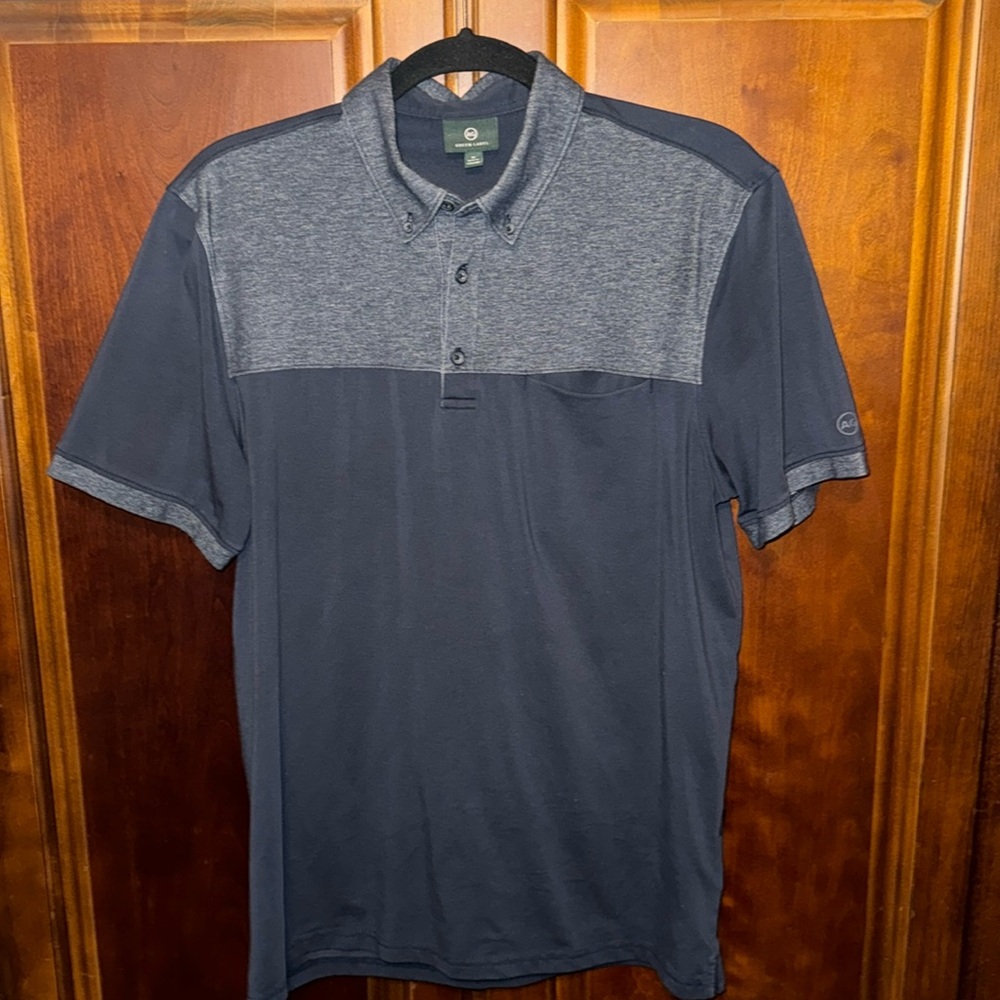 AG - Green Label Mens Navy Short Sleeve Golf Polo with Pocket Medium